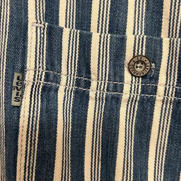Levi’s 90s Blue Striped Button-Up Shirt | Authentic Jeanswear Rare Vintage Find - Picture 12 of 14
